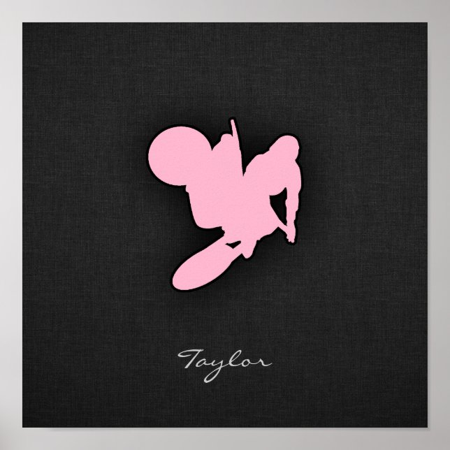 Affiche Motocross rose clair (Devant)