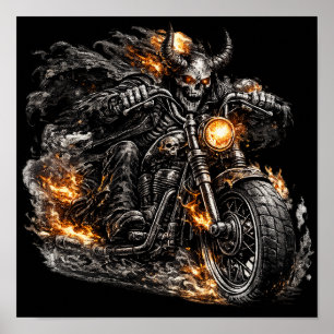 Affiche Motocyclette de motard Crâne démoniaque