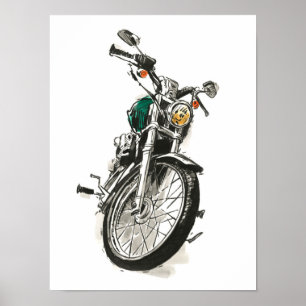 Affiche Motocyclette en encre I