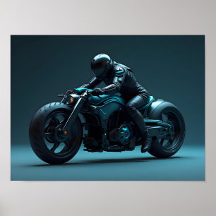Affiche Motocyclette Futuriste