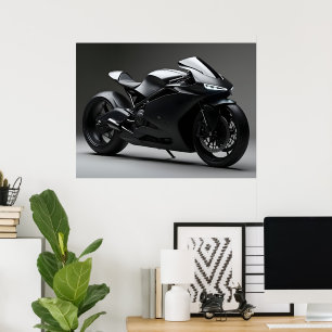 Affiche Motocyclette noire