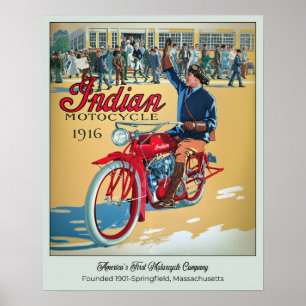 Affiche Motocyclette vintage colorée