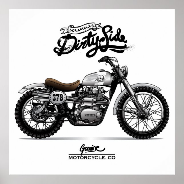 Affiche Motocyclette vintage Dirtyside (Devant)