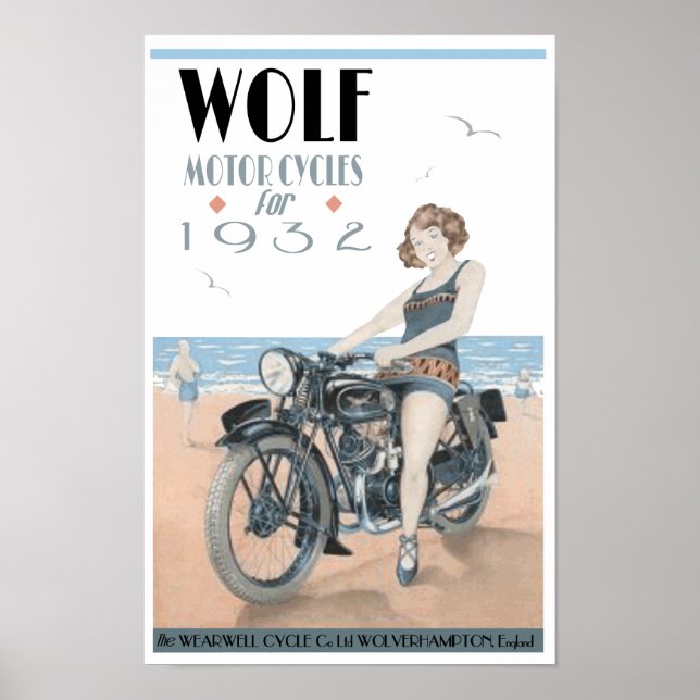 Affiche Motocyclette Wolf (Devant)
