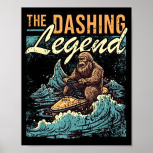 Affiche Motomarine bigfoot embarcation pilote sasquatch je