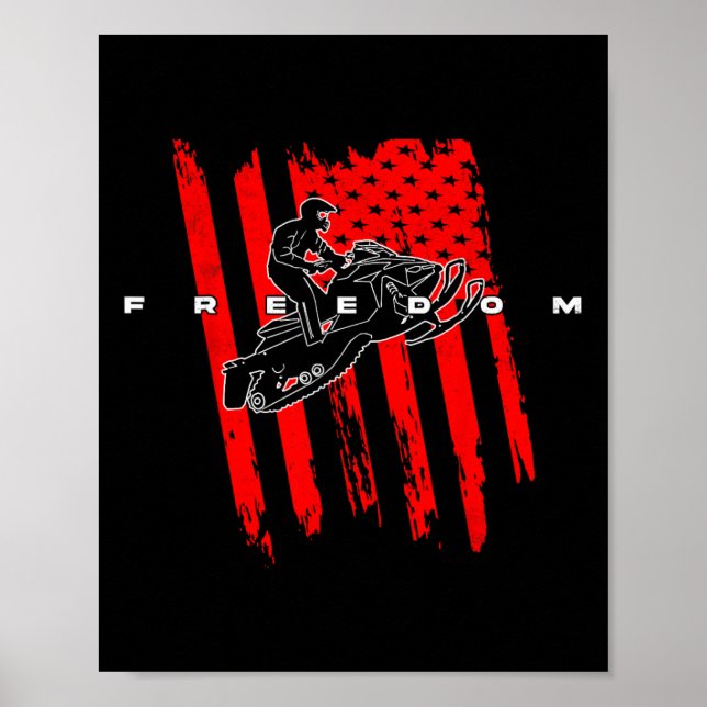 Affiche Motoneige Liberté Us Drapeau Aventure Hiver S (Devant)