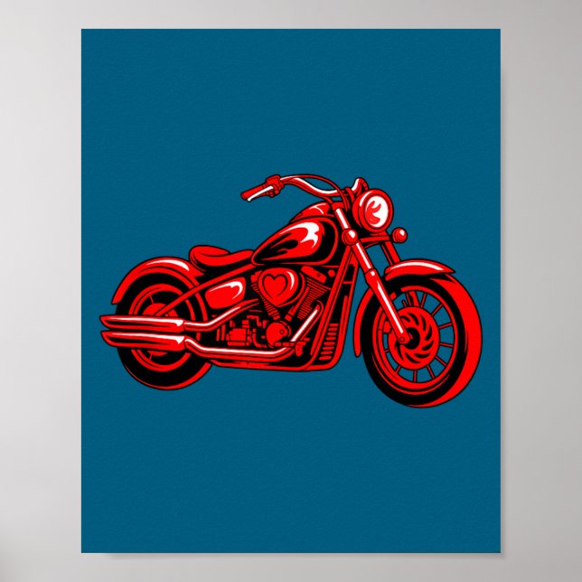 Affiche Motorcycle Heart Biker Valentines Day Rider Couple (Devant)