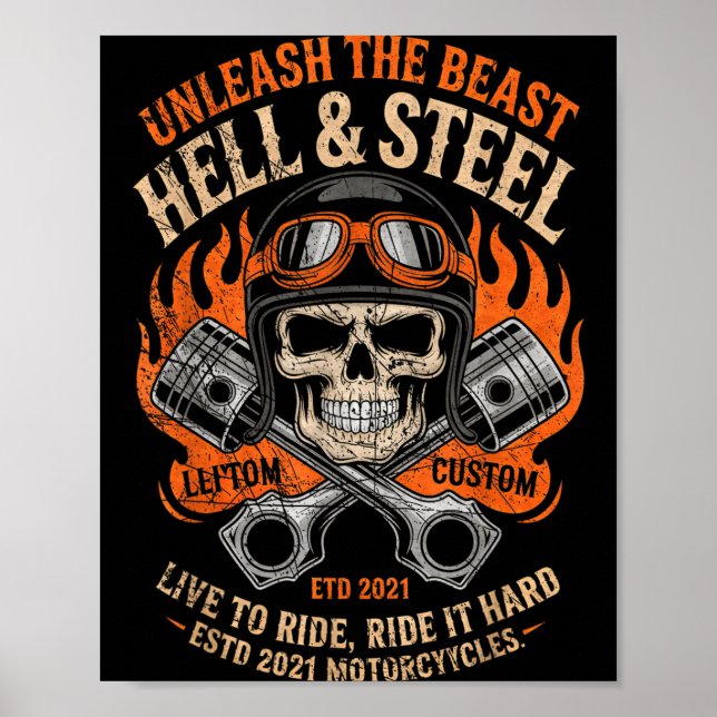 Affiche Motorcycle Skull And Ston Crossbones For Men Biker (Devant)