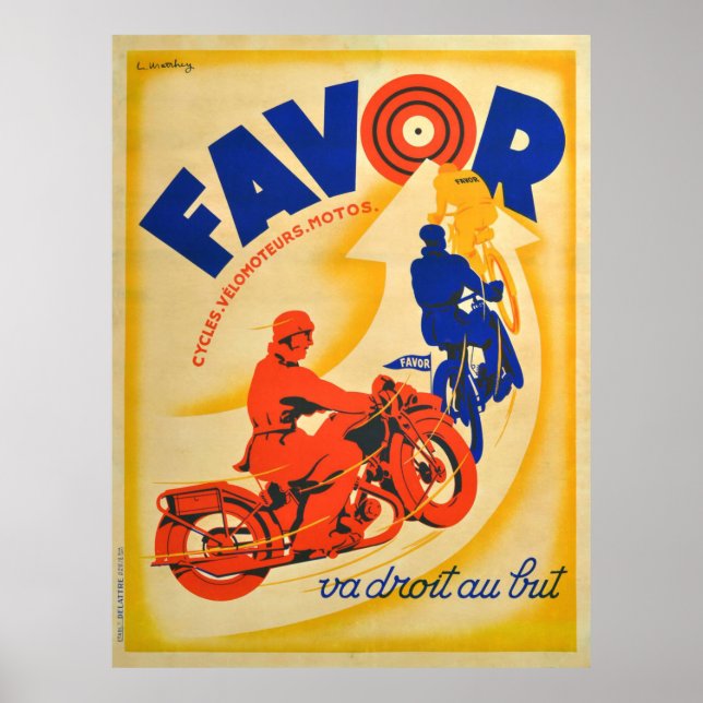 Affiche Motos - Favoriser - Art Vintage (Devant)