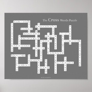 Affiche Mots croisés Puzzle Gris Humour grincheux
