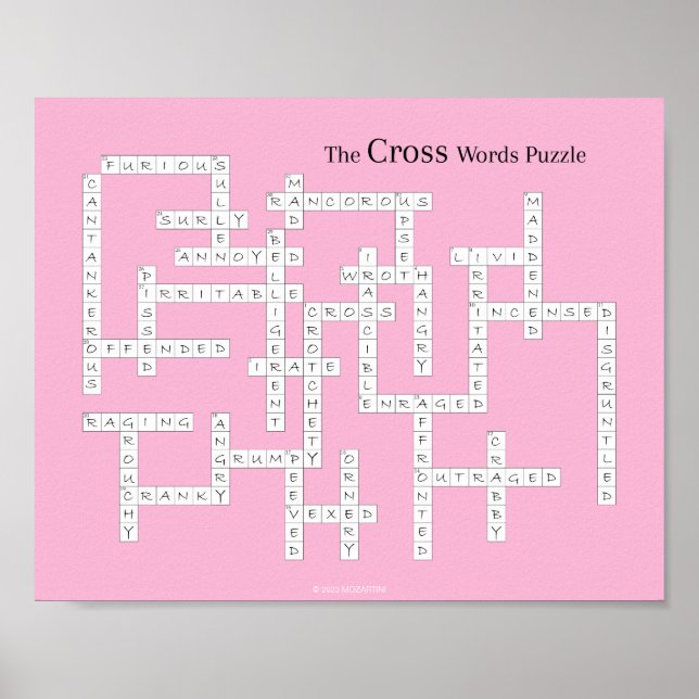 Affiche Mots croisés Puzzle Grumpy Humour rose (Devant)