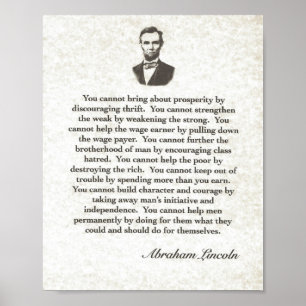 Affiche Mots de la sagesse sur Parchment= Abraham Lincoln