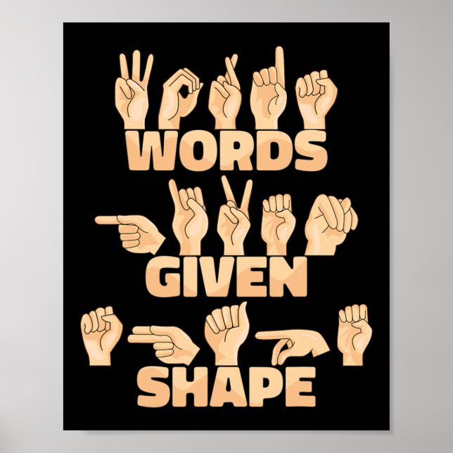 Affiche Mots de langage des signes américains fournis (Devant)