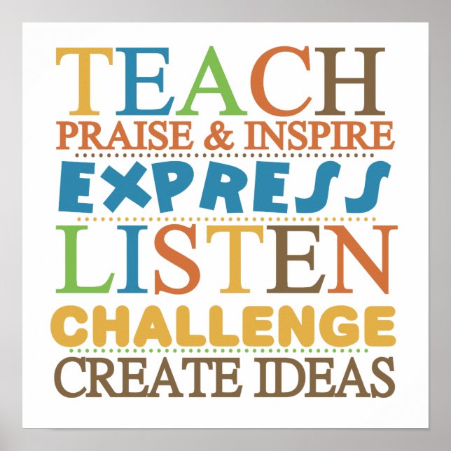 Affiche Mots De L'Enseignant À Vivre Par (Devant)