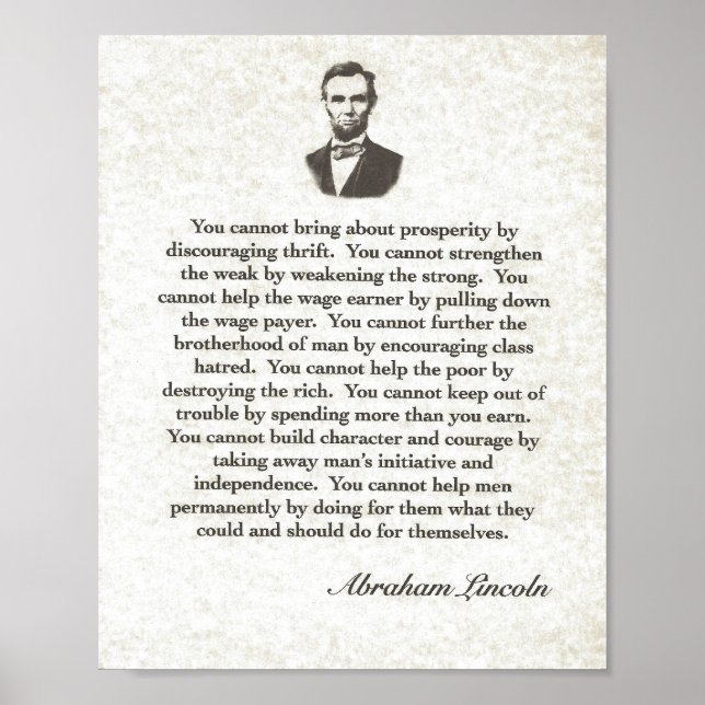 Affiche Mots de sagesse sur Parchemin=Abraham Lincoln (Devant)