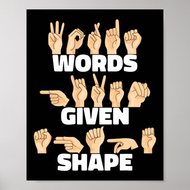 Affiche Mots donnés forme ASL American Sign Language (Devant)