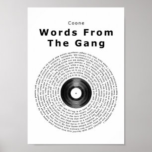 Affiche Mots Du Gang Vinyl Record Chanson Lyrique Imprimer