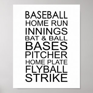 Affiche Mots Et Phases Du BaseballTypographie