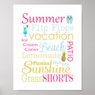 Affiche Mots et Phrases Colorés d'Été