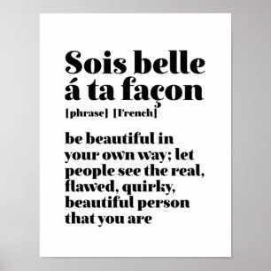 Affiche Mots Français Inspirationnels Belle Sois Belle