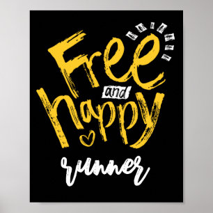 Affiche Mots heureux avec typographie jaune sur fond noir