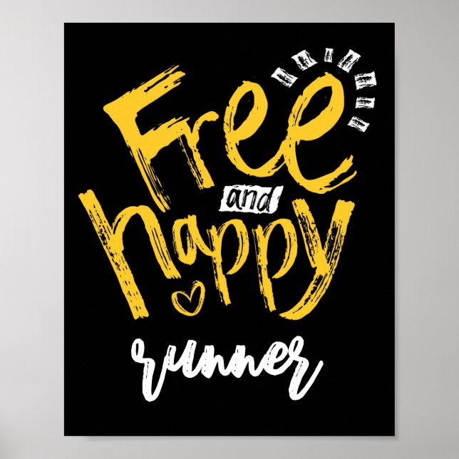Affiche Mots heureux avec typographie jaune sur fond noir  (Devant)