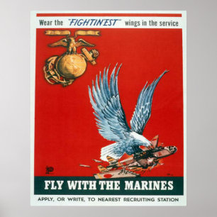 Affiche Mouche avec les marines