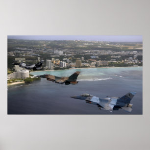 Affiche Mouche de combat des Falcons trois F-16 dans la