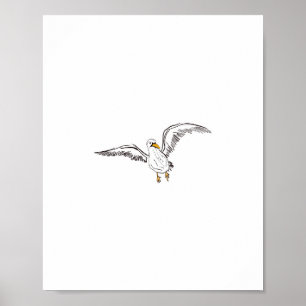 Affiche Mouette blanche oiseau