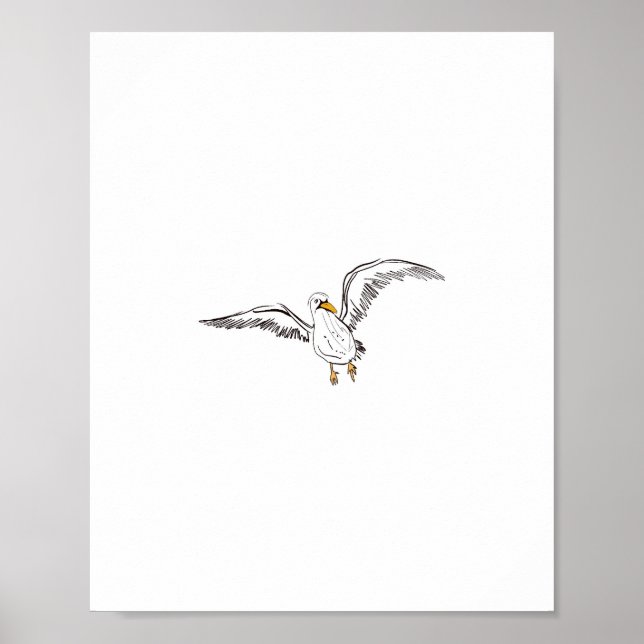 Affiche Mouette blanche oiseau (Devant)