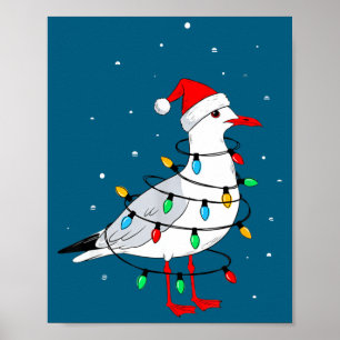 Affiche Mouette drôle d'oiseau de Noël amateur d'animaux
