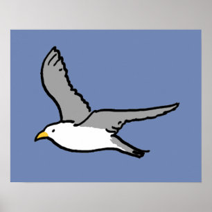 Affiche Mouette en vol. Un oiseau en vol