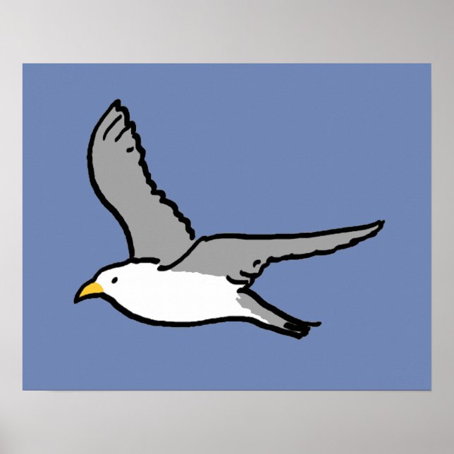 Affiche Mouette en vol. Un oiseau en vol (Devant)