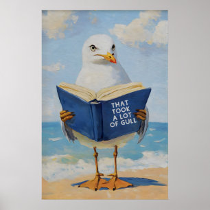Affiche Mouette lisant un livre - Ça en a pris un coup