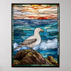 Affiche Mouette par le design de fenêtre en verre teinté d