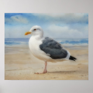 Affiche Mouette sur l'affiche d'art oiseau de plage