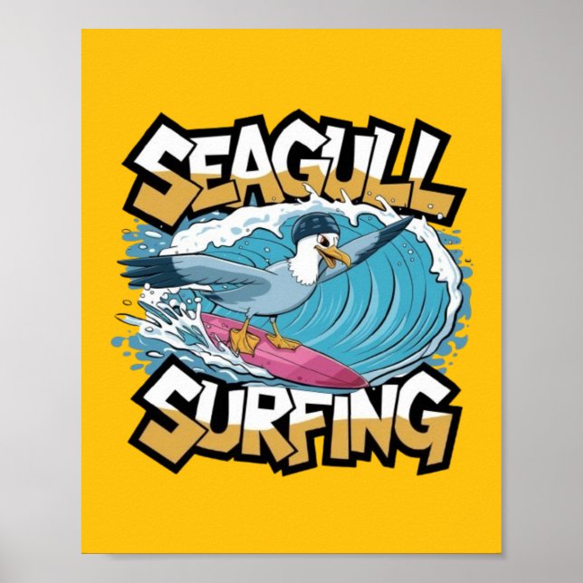 Affiche Mouette surfeuse d'hiver, Mouette faisant du surf, (Devant)