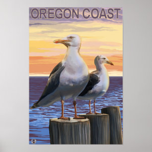 Affiche Mouettes de la côte de l'Oregon