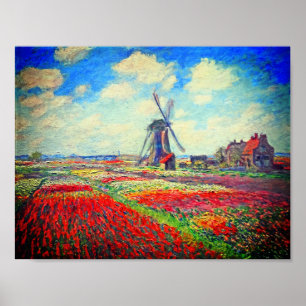 Affiche Moulin à vent Monet Tulip Fields