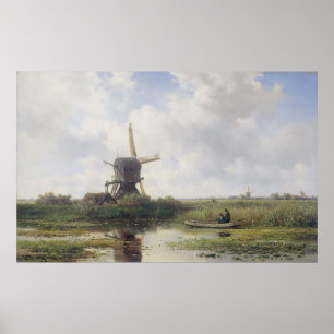 Affiche Moulin néerlandais près de Gein river, Willem Roel