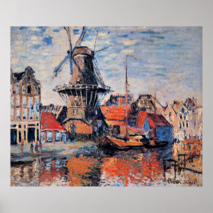 Affiche Moulin sur le canal Onbekende, Amsterdam,