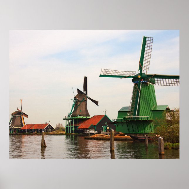 Affiche Moulins Hollandais, Zaanse Schans. (Devant)