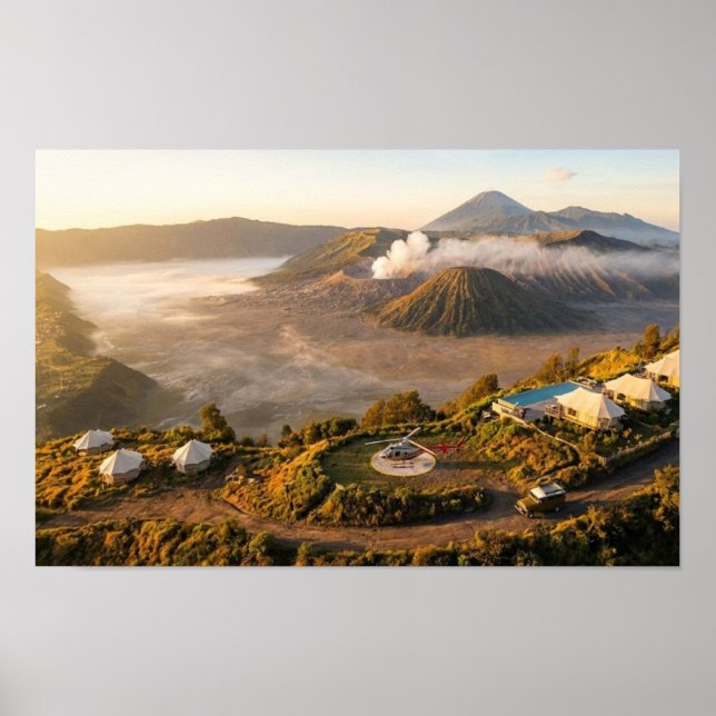 Affiche Mount Bromo Sunrise Aerial Volcano Luxury Wall Art (Devant)