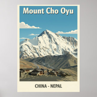 Affiche Mount Cho Oyu Nepal-China V03