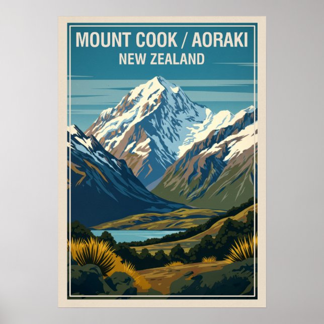 Affiche Mount Cook (Aoraki) Nouvelle-Zélande V03 (Devant)