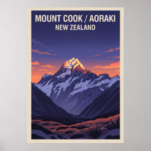 Affiche Mount Cook (Aoraki) Nouvelle-Zélande V05