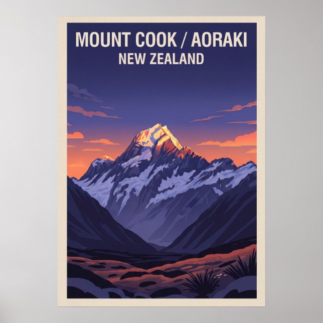 Affiche Mount Cook (Aoraki) Nouvelle-Zélande V05 (Devant)