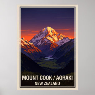 Affiche Mount Cook (Aoraki) Nouvelle-Zélande V06