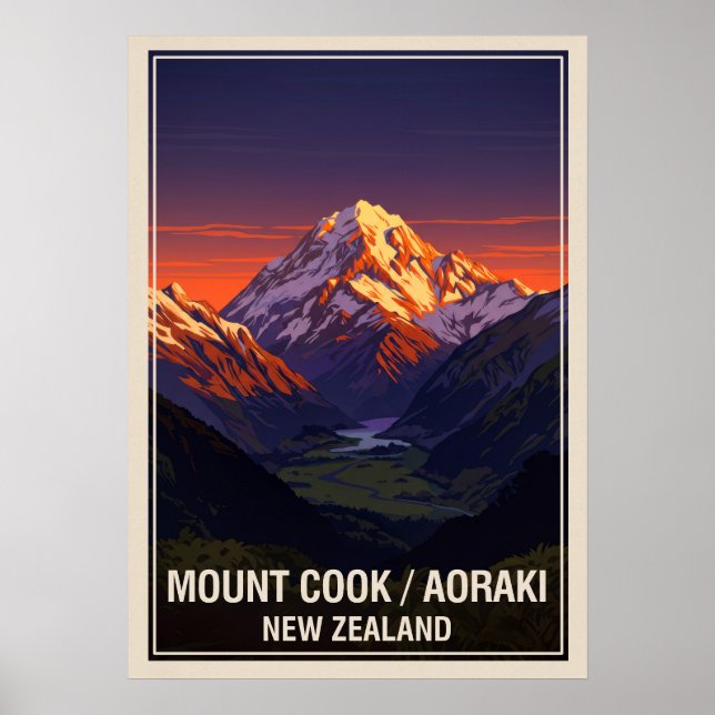 Affiche Mount Cook (Aoraki) Nouvelle-Zélande V06 (Devant)