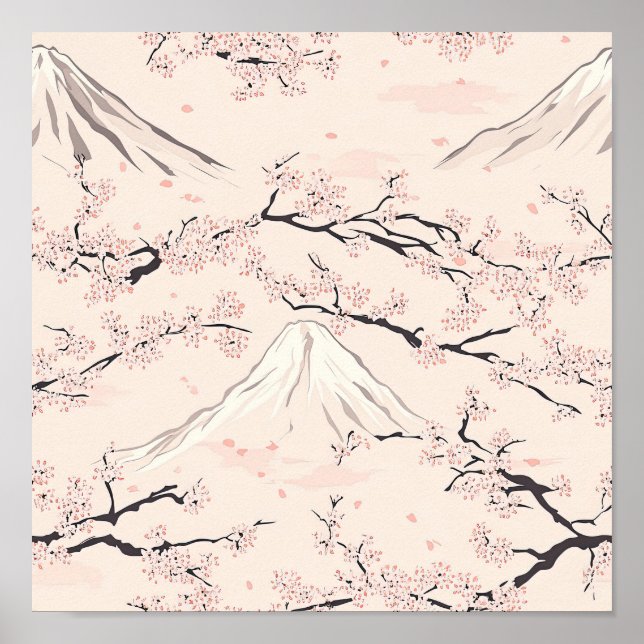 Affiche Mount Fuji with Cherry Blossoms – Japanese (1) (Devant)
